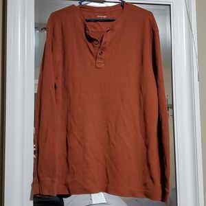 Mens burnt orange waffle Henley